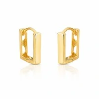 Brinco argola dourada quadrada lisa com fecho de click G