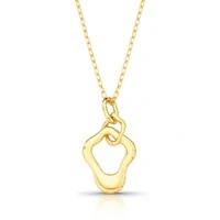 Colar dourado com pingente em pêndulo, curvo, vazado e liso