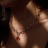 Colar dourado elos ovalados intercalados lisos