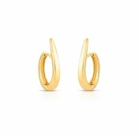 Brinco dourado argola formato anzol com fecho click G