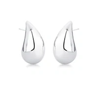 Brinco ródio branco gota lisa abaulada G