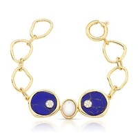 Pulseira dourada fecho boia Lápis-lazúli e madrepérola