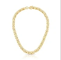 Colar dourado elos chatos e fecho boia
