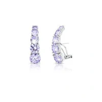Brinco ear hook ródio branco maxi zirconias lavanda ovais luxo