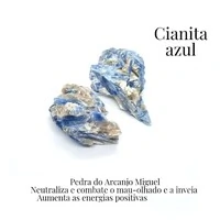 Colar dourado triplo pedra natural cianita azul com pingente pedra bruta com símbolo infinito