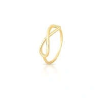 Anel dourado liso e símbolo do infinito vazado