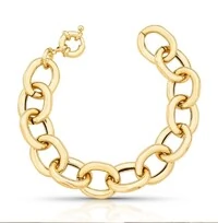 Pulseira dourada com elos ovais vazados lisos fecho boia