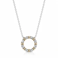 Colar ródio branco mandala cravejado detalhe X dourado