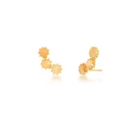 Brinco ear cuff dourado com cristais, redondos rutilo