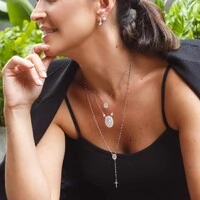 Colar prata 925 com pingente oval menor N S das graças cravejado entorno