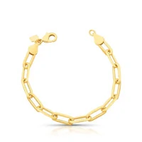 Pulseira dourada com elos lisos e retangulares estilo Cartier