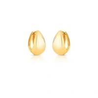 Brinco argola dourada estilo gota abaulada lisa M