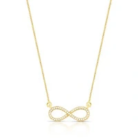 Colar dourado com pingente símbolo infinito cravejado