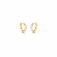 Brinco argola triangular frente cravejada fecho click P