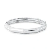 Pulseira bracelete ródio branco geométrico facetado liso com fecho click (cópia)