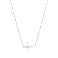 Colar prata 925 pingente cruz em cristais redondos