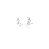 Brinco ear cuff prata 925 cristais em formato redondo, gota e oval