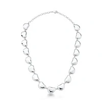 Colar ródio branco ovais curvos e lisos dispersos 50cm