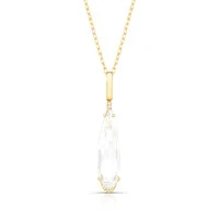 Colar dourado longo com pingente em cristal de gota
