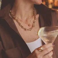 Colar dourado elos Inspired lisos T