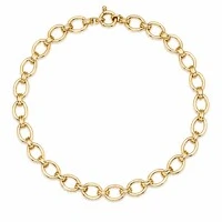 Colar dourado elos ovalados intercalados lisos