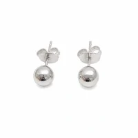Brinco ródio branco esferas lisas 1,3cm M