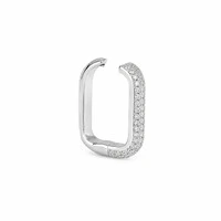 Piercing ródio branco retangular cravejado zircônia cristal