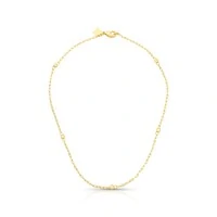Colar choker dourado esferas intercalados e elos retangulares