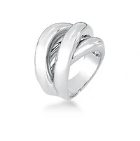 Anel ródio branco entrelaçado maxi liso