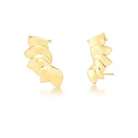 Brinco ear cuff dourado pétalas flor de lótus lisa