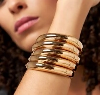Pulseira bracelete dourado abaulado liso