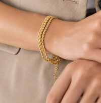 Pulseira dourada malha cordão baiano lisa 2mm