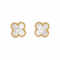 Brinco dourado trevo madrepérola inspired