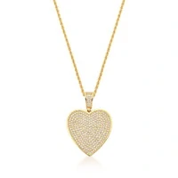 Colar dourado cordão baiano com pingente de coração com zircônias cristal