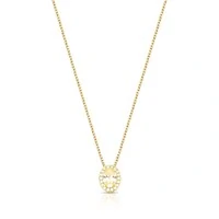 Colar dourado com pingente oval citrino e zircônia cristal entorno