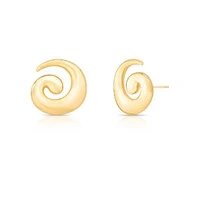 Brinco dourado redondo em espiral liso
