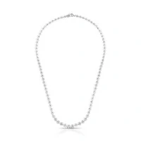 Colar ródio branco liso de elos redondos intercalados