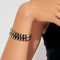 Pulseira bracelete banho ouro 18k resinado em preto