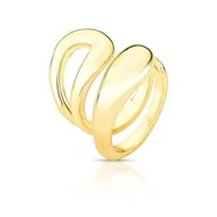 Anel dourado regulável abaulado vazado liso e curvo