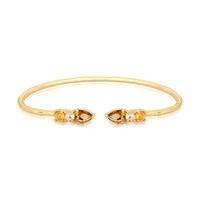 Pulseira bracelete dourado com abertura e cristais formato gora e redondo em decradê marrom
