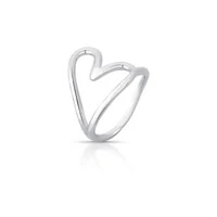 Anel prata 925 coração de lateral vazado