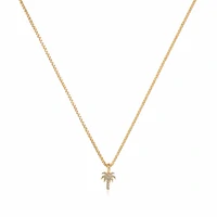 Colar dourado pingente coqueiro cravejado inspired