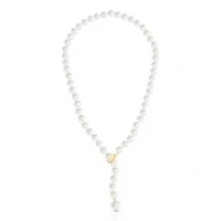 Colar dourado pérolas shell estilo gravatinha fecho click