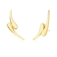 Brinco ear cuff dourado duas gotas abauladas e curvas