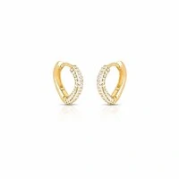 Brinco argola triangular frente cravejada fecho click M