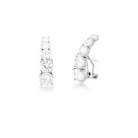 Brinco ear hook ródio branco maxi zirconias ovais luxo