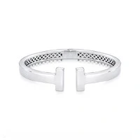 Pulseira bracelete ródio branco T inspiração