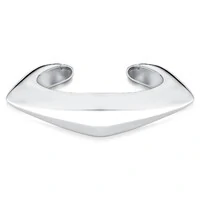 Pulseira bracelete ródio branco curvo, abaulado e liso