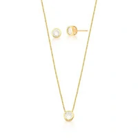 Conjunto dourado ponto de luz caixa inglesa zircônia 6mm