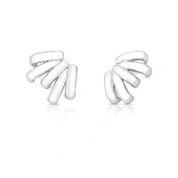 Brinco ear cuff ródio branco lins 5 filetes lisos